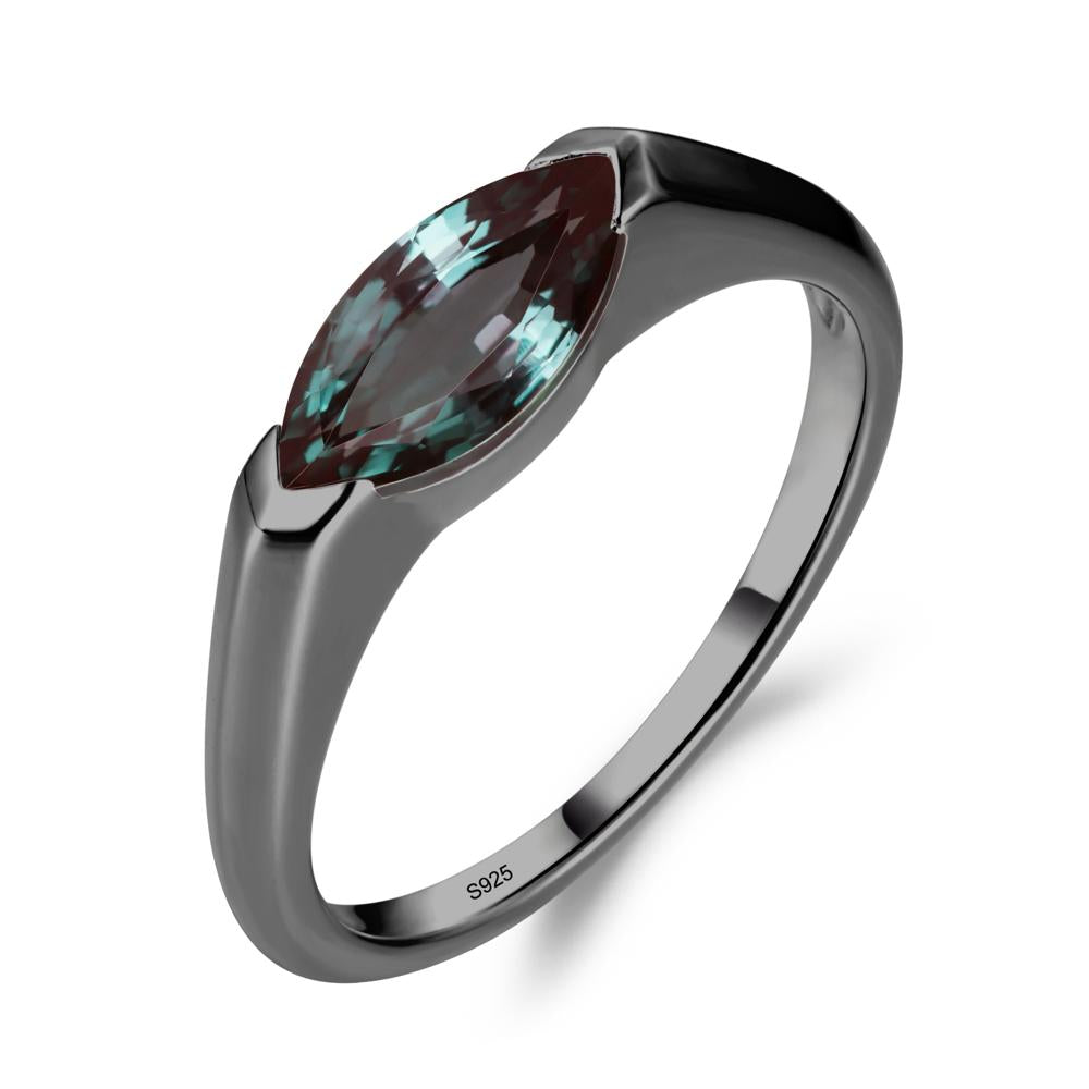 East West Marquise Cut Alexandrite Ring - LUO Jewelry #metal_black finish sterling silver