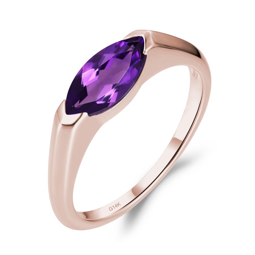 Amethyst East West Marquise Ring - LUO Jewelry #metal_14k rose gold