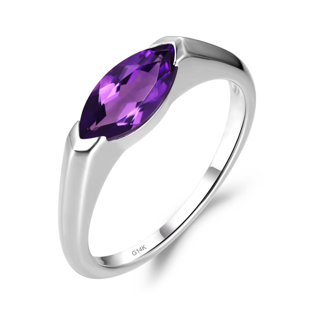 Amethyst East West Marquise Ring - LUO Jewelry #metal_14k white gold