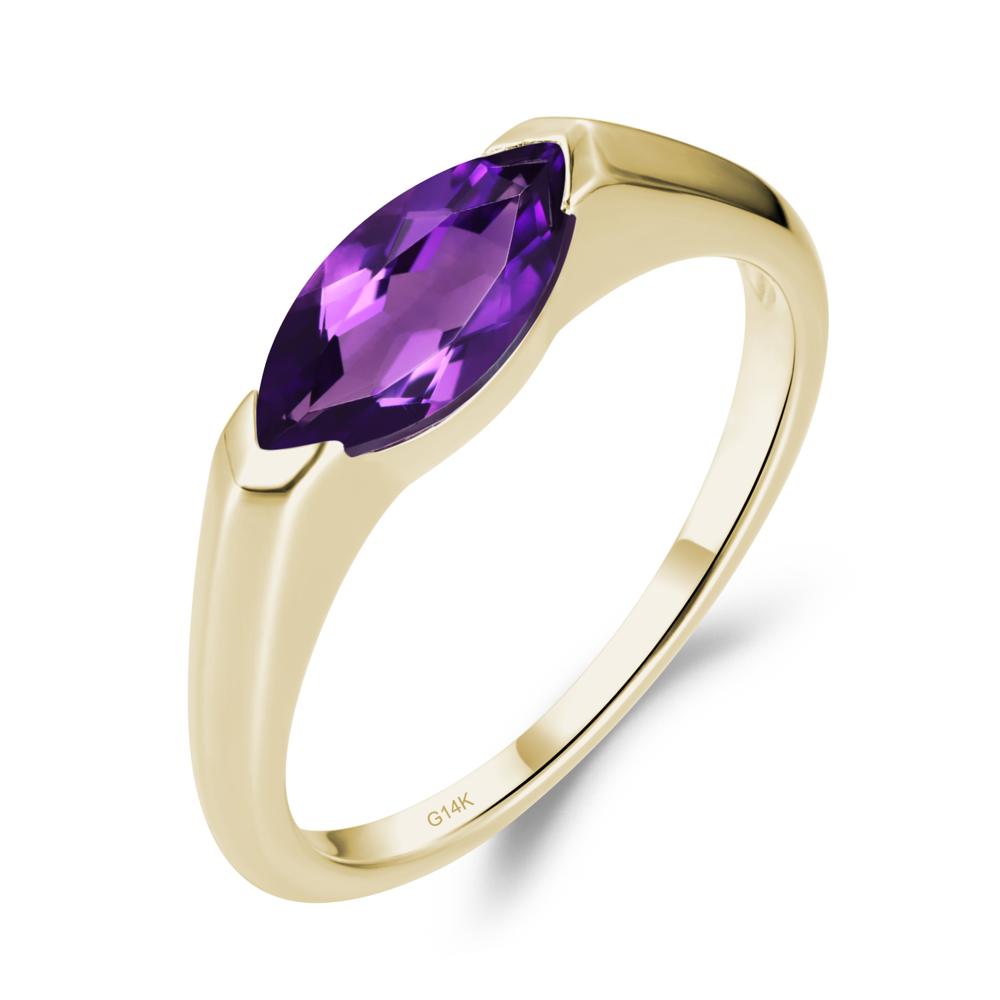 Amethyst East West Marquise Ring - LUO Jewelry #metal_14k yellow gold