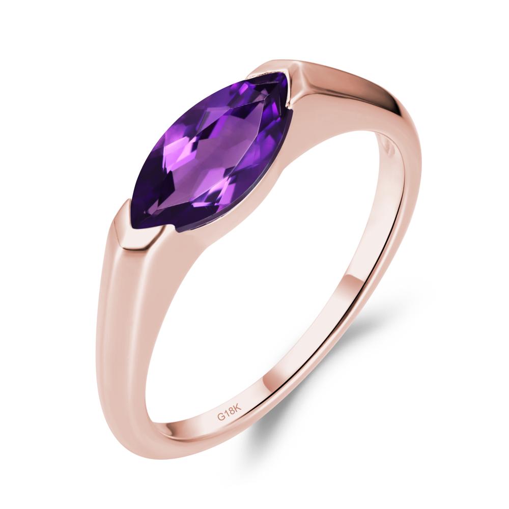 Amethyst East West Marquise Ring - LUO Jewelry #metal_18k rose gold