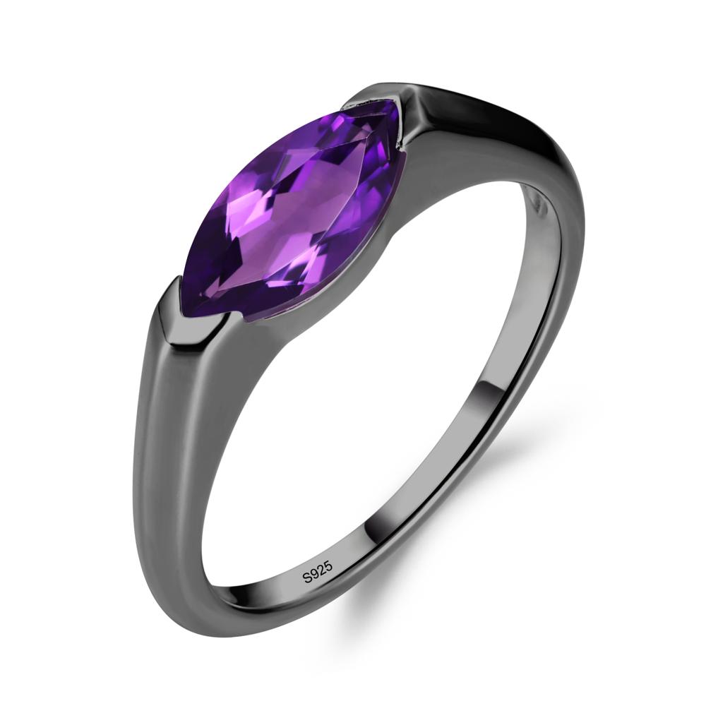 Amethyst East West Marquise Ring - LUO Jewelry #metal_black finish sterling silver