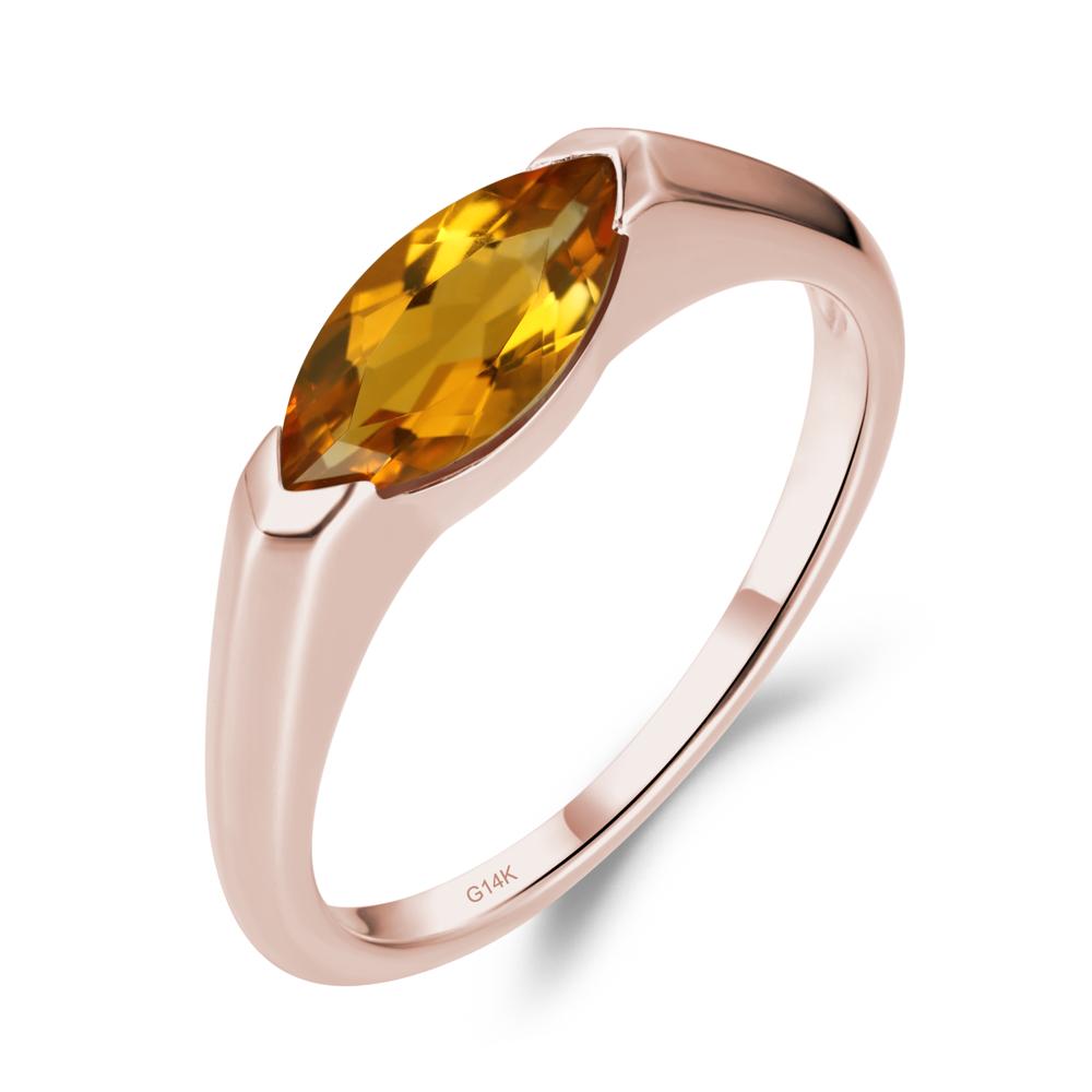 Citrine East West Marquise Engagement Ring - LUO Jewelry #metal_14k rose gold