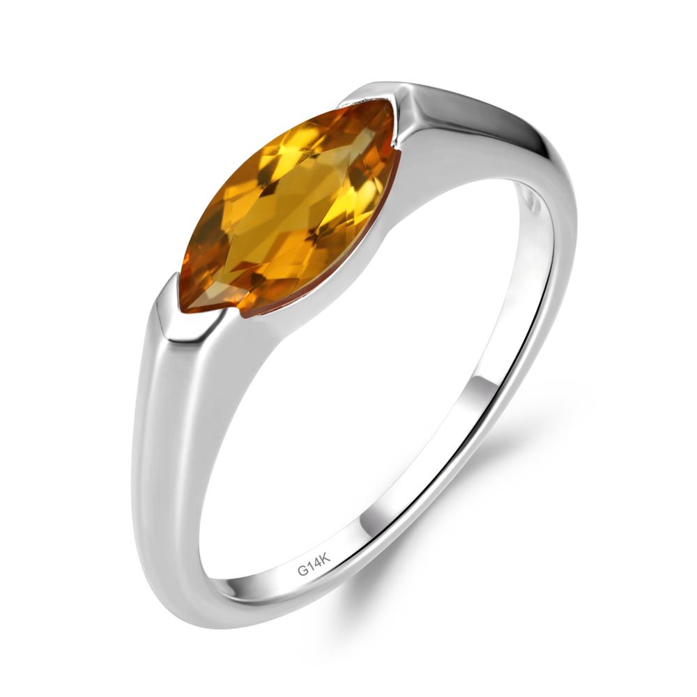 Citrine East West Marquise Engagement Ring - LUO Jewelry #metal_14k white gold