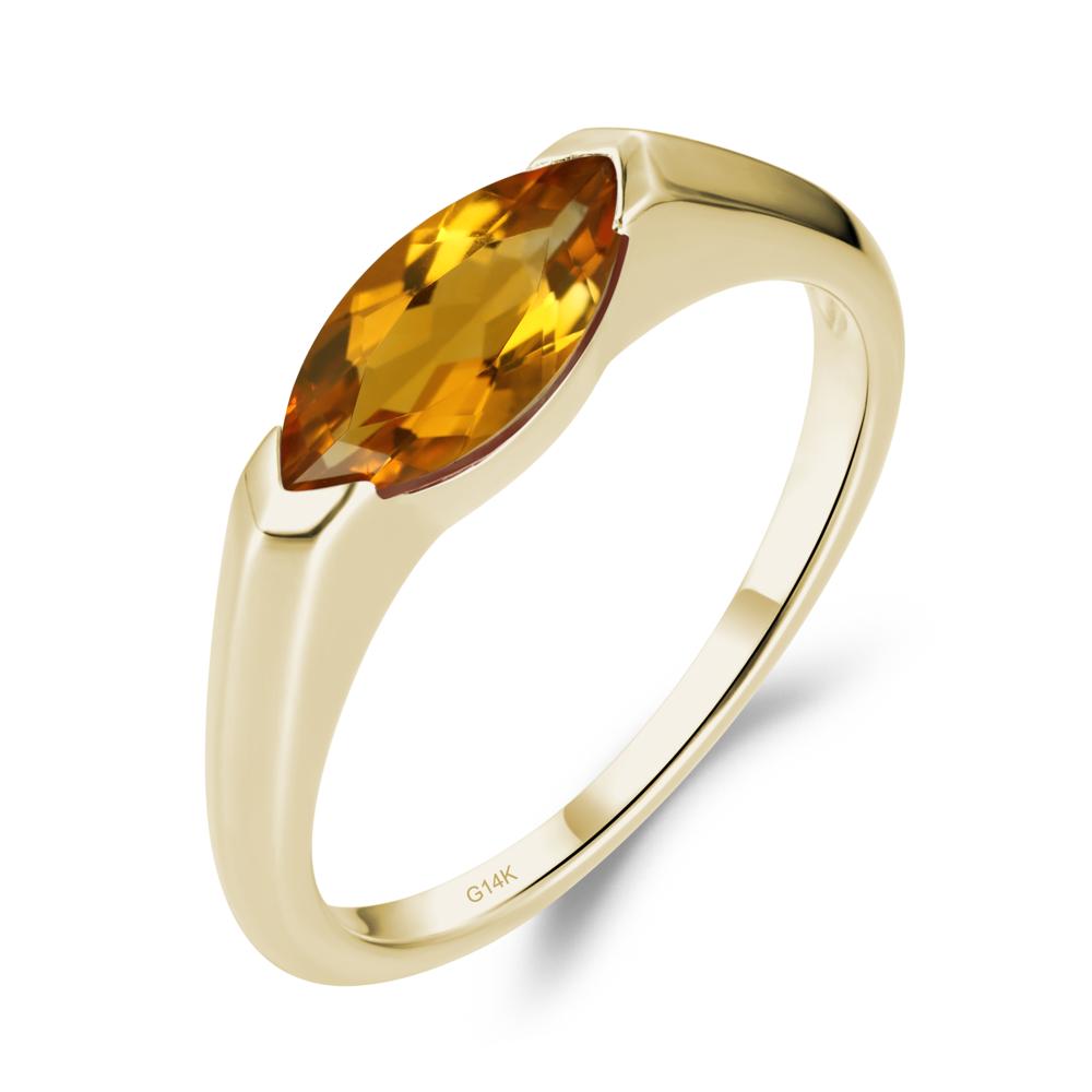 Citrine East West Marquise Engagement Ring - LUO Jewelry #metal_14k yellow gold