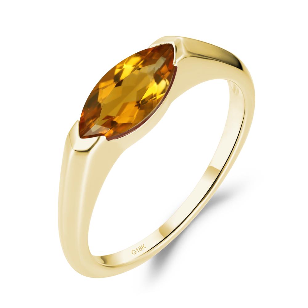 Citrine East West Marquise Engagement Ring - LUO Jewelry #metal_18k yellow gold