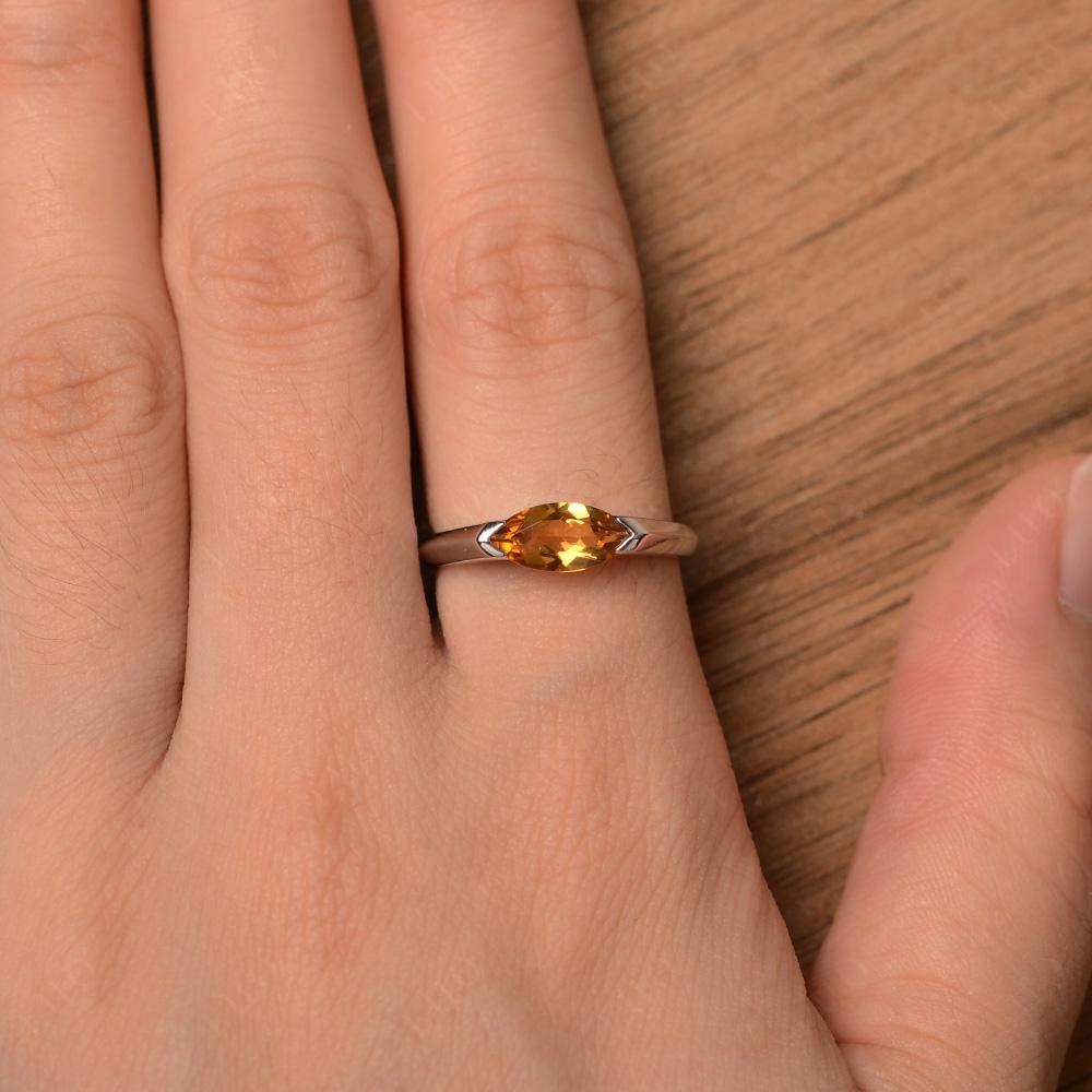 Citrine East West Marquise Engagement Ring - LUO Jewelry 