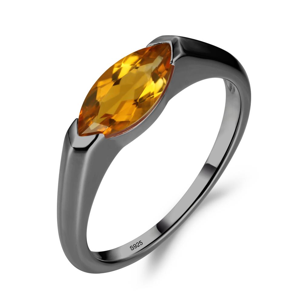 Citrine East West Marquise Engagement Ring - LUO Jewelry #metal_black finish sterling silver