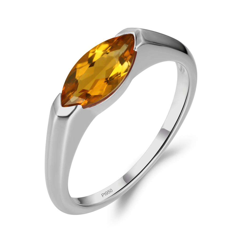 Citrine East West Marquise Engagement Ring - LUO Jewelry #metal_platinum