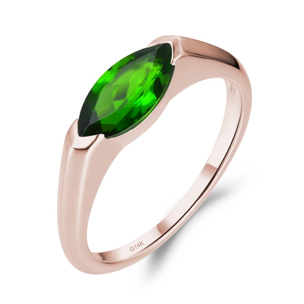 East West Marquise Cut Diopside Ring - LUO Jewelry #metal_14k rose gold