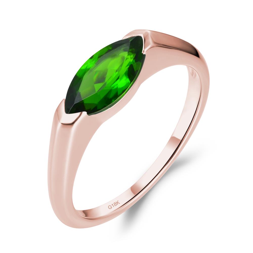 East West Marquise Cut Diopside Ring - LUO Jewelry #metal_18k rose gold