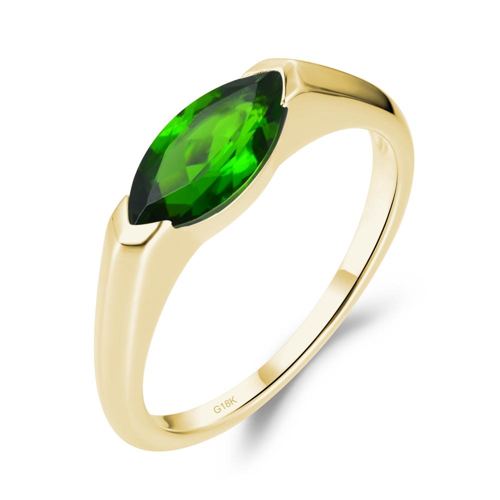 East West Marquise Cut Diopside Ring - LUO Jewelry #metal_18k yellow gold