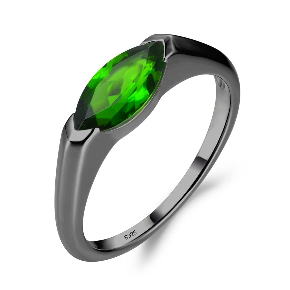 East West Marquise Cut Diopside Ring - LUO Jewelry #metal_black finish sterling silver