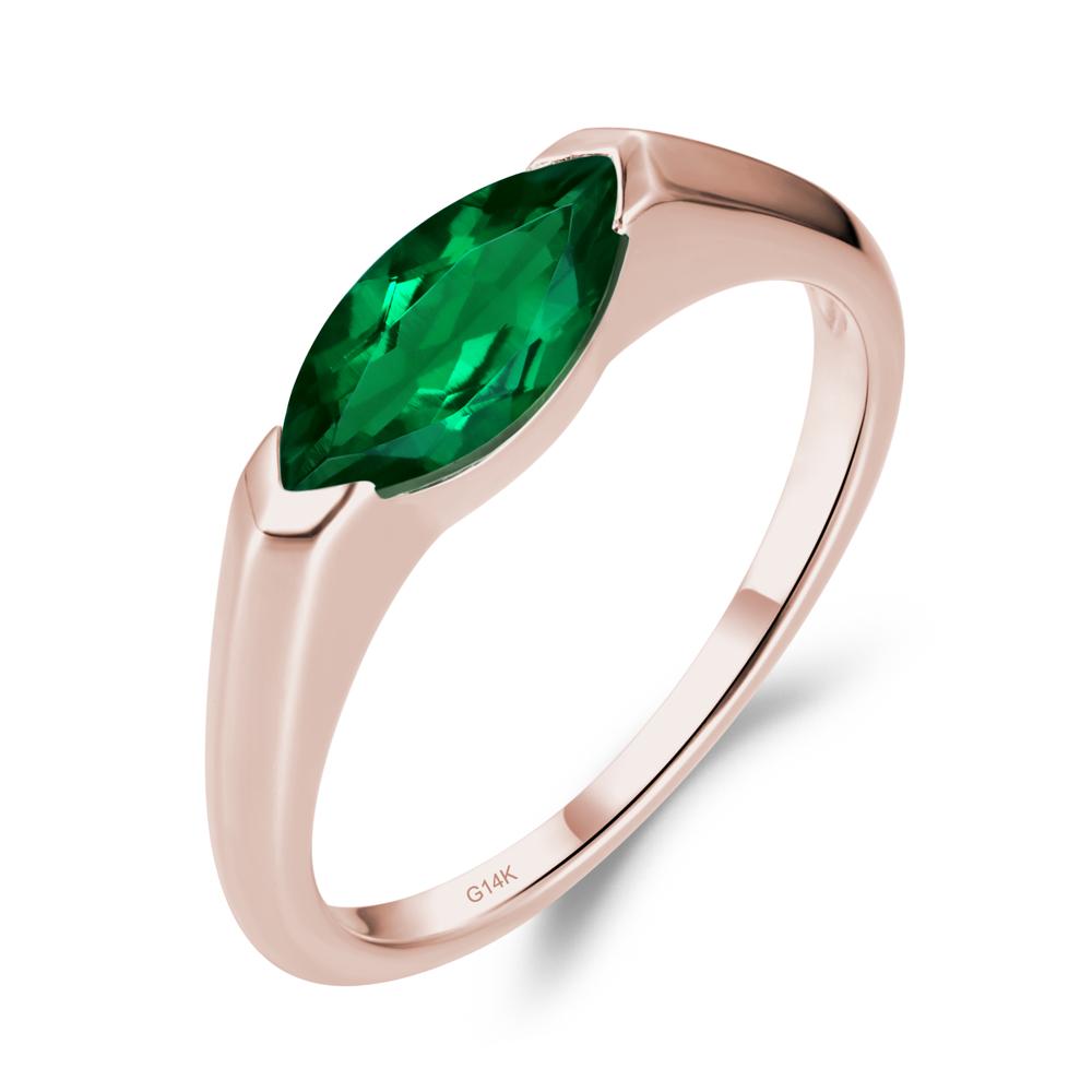 Emerald East West Marquise Ring - LUO Jewelry #metal_14k rose gold