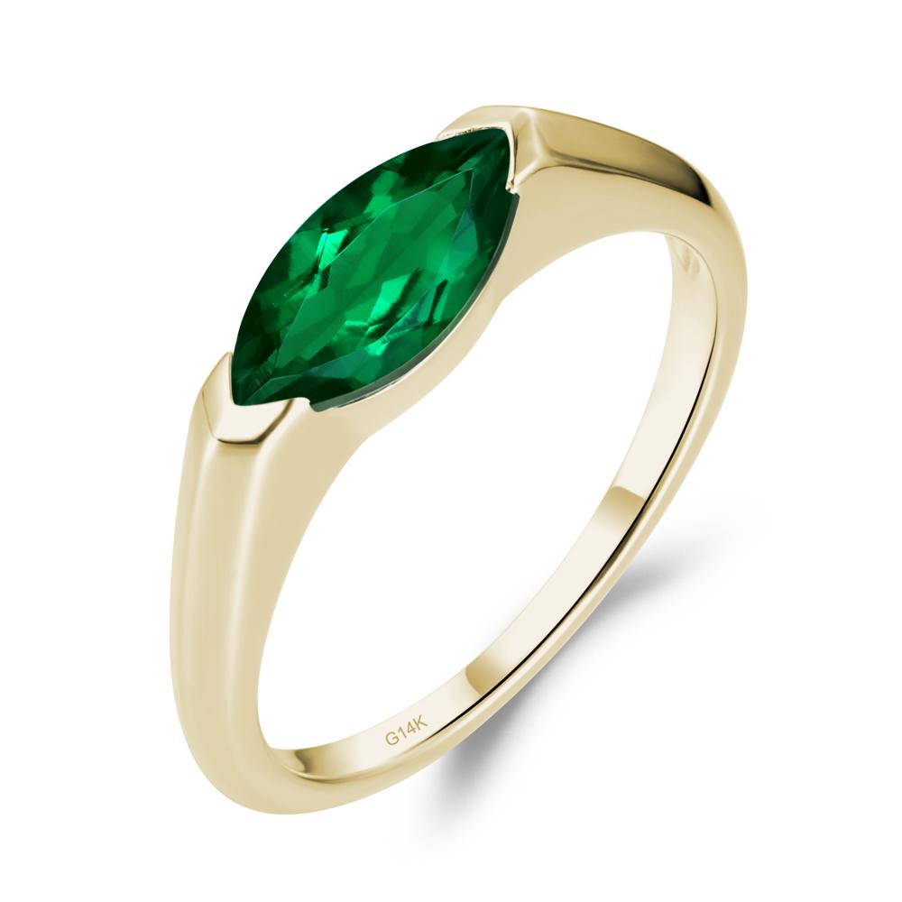 Emerald East West Marquise Ring - LUO Jewelry #metal_14k yellow gold