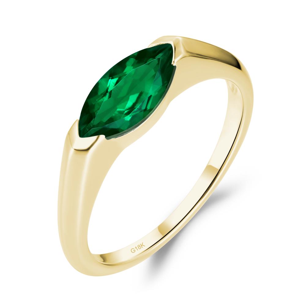 Emerald East West Marquise Ring - LUO Jewelry #metal_18k yellow gold