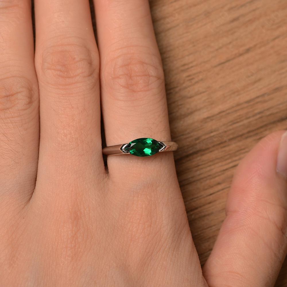 Emerald East West Marquise Ring - LUO Jewelry 