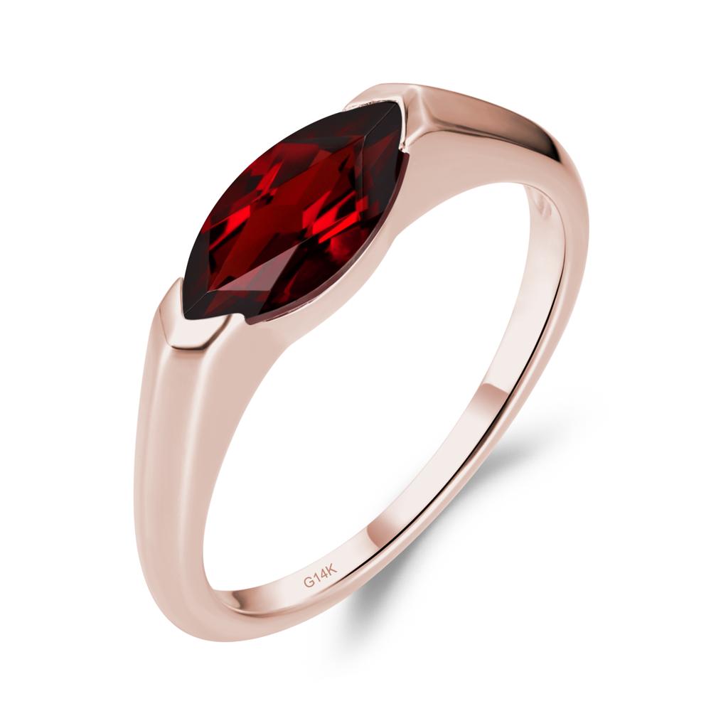 Garnet East West Bezel Marquise Ring - LUO Jewelry #metal_14k rose gold