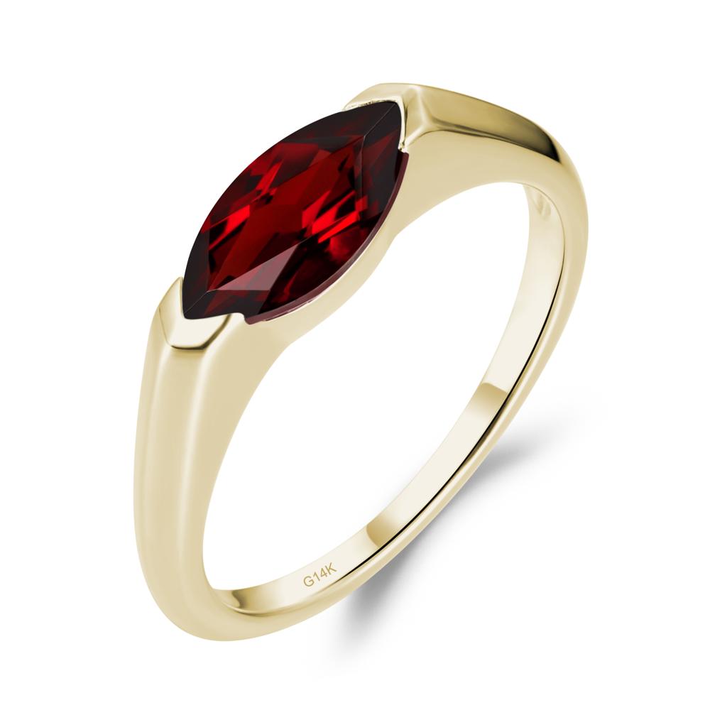 Garnet East West Bezel Marquise Ring - LUO Jewelry #metal_14k yellow gold