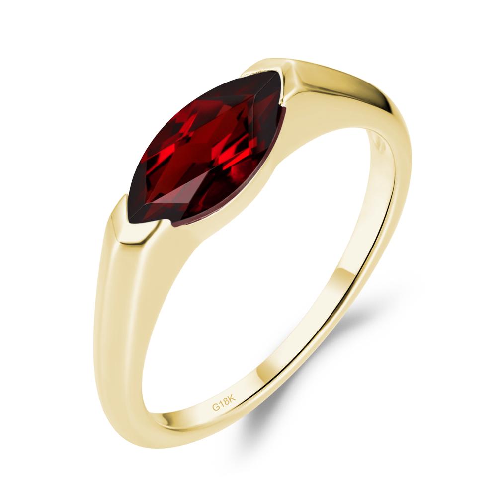 Garnet East West Bezel Marquise Ring - LUO Jewelry #metal_18k yellow gold