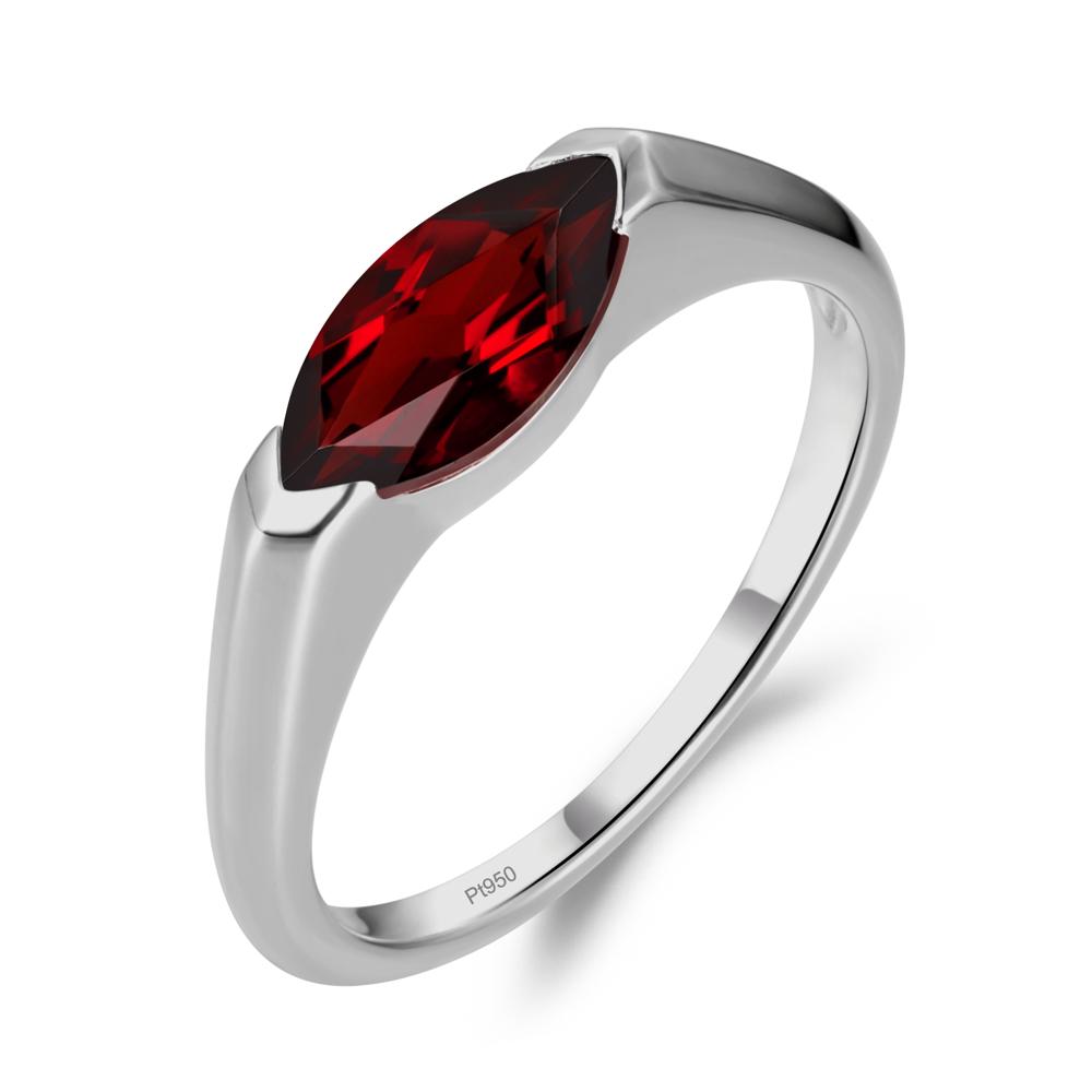 Garnet East West Bezel Marquise Ring - LUO Jewelry #metal_platinum