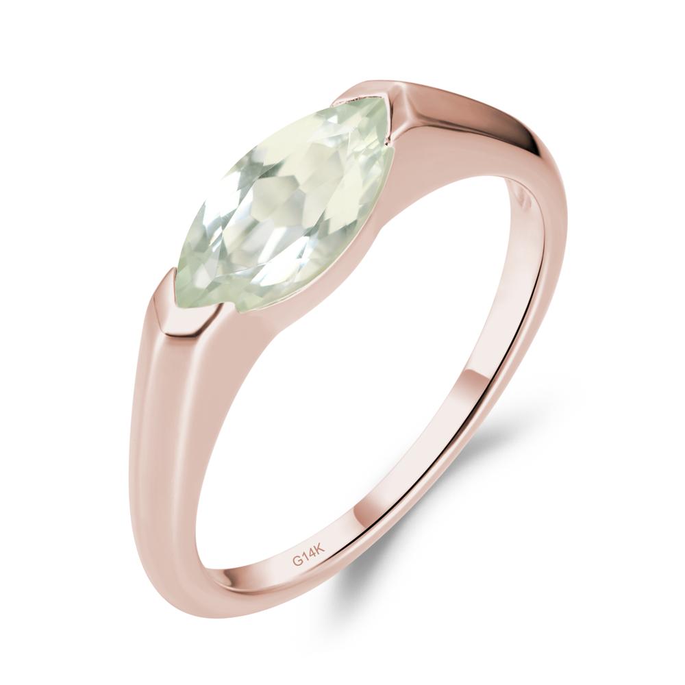 Green Amethyst East West Marquise Engagement Ring - LUO Jewelry #metal_14k rose gold