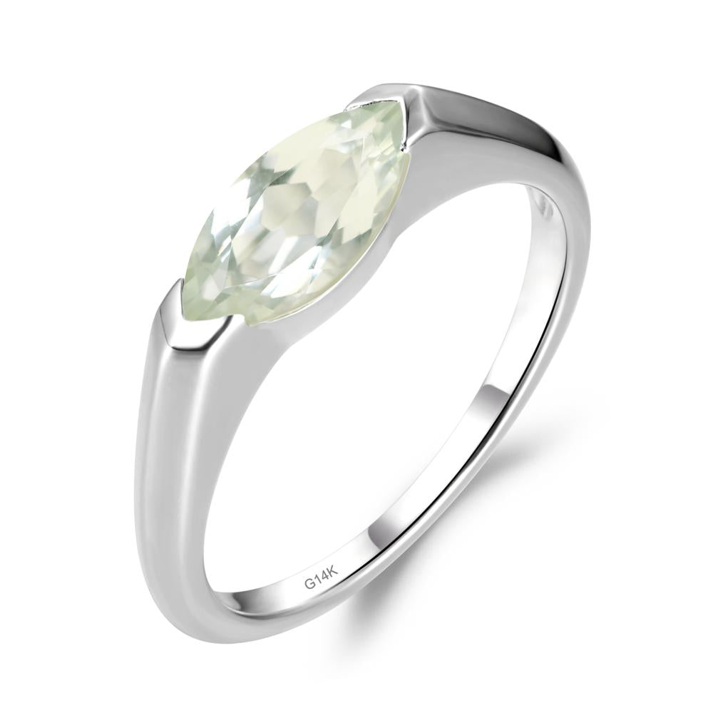 Green Amethyst East West Marquise Engagement Ring - LUO Jewelry #metal_14k white gold