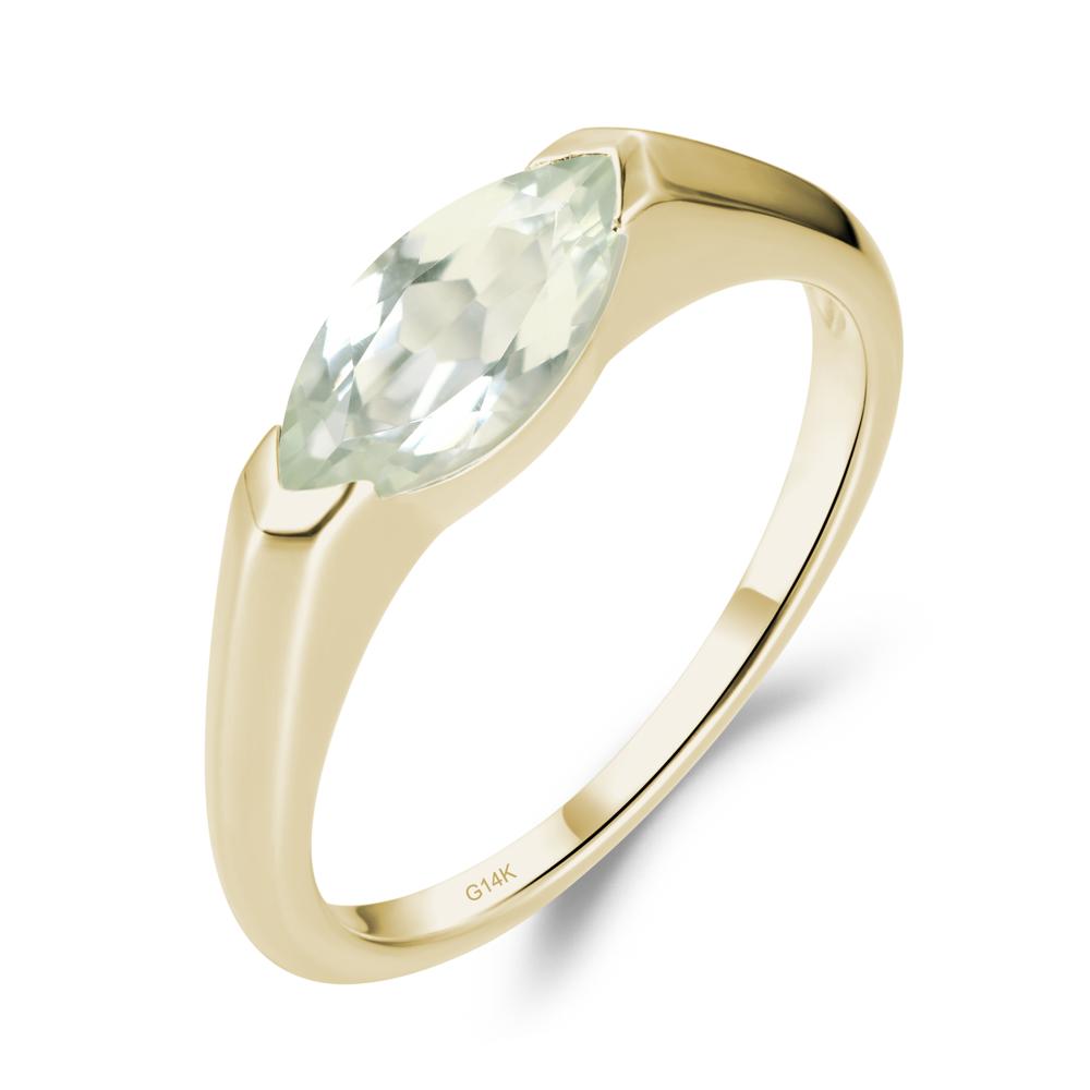 Green Amethyst East West Marquise Engagement Ring - LUO Jewelry #metal_14k yellow gold