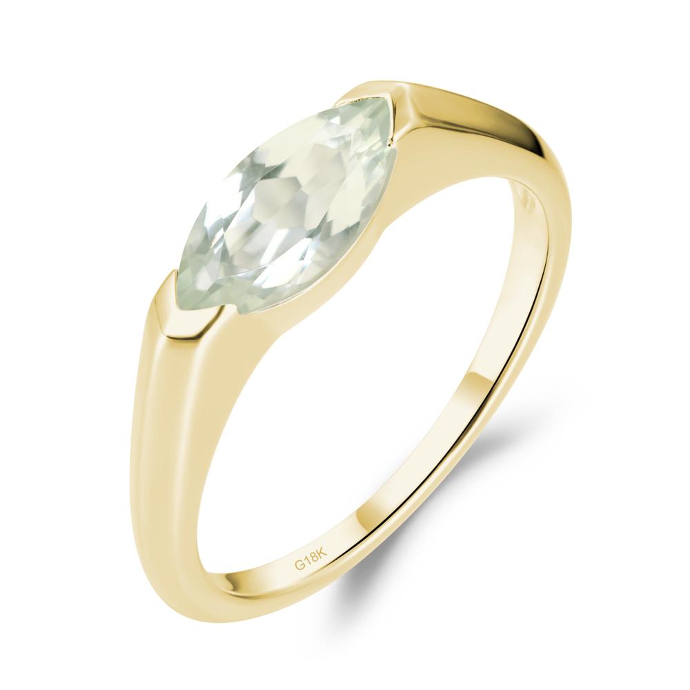 Green Amethyst East West Marquise Engagement Ring - LUO Jewelry #metal_18k yellow gold