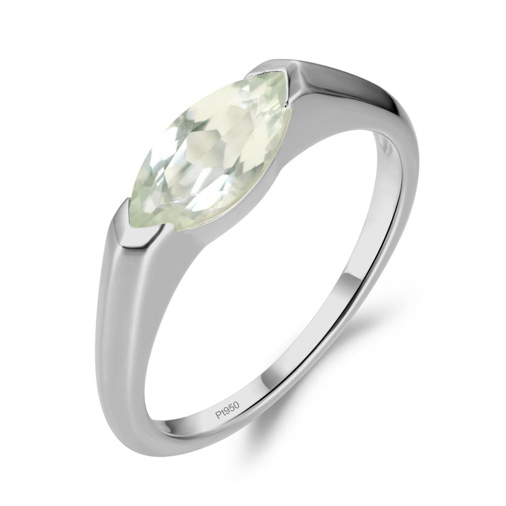 Green Amethyst East West Marquise Engagement Ring - LUO Jewelry #metal_platinum