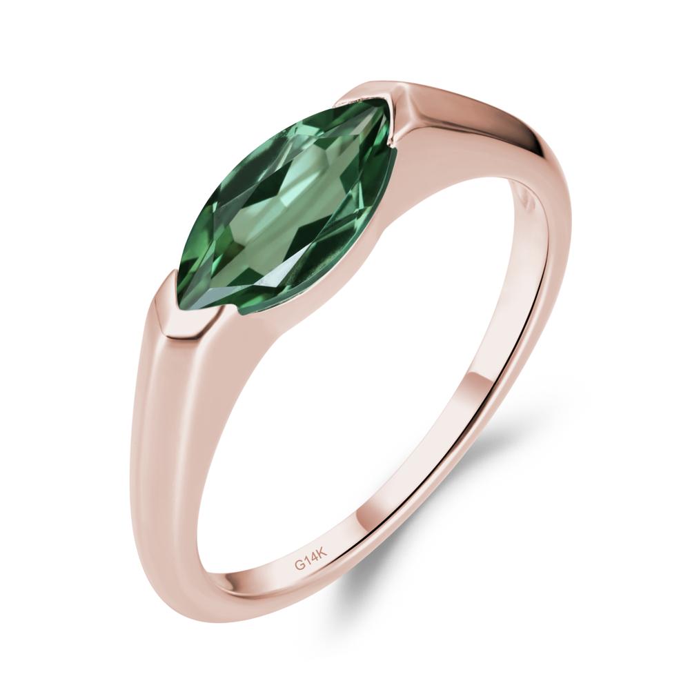 East West Marquise Cut Green Sapphire Ring - LUO Jewelry #metal_14k rose gold