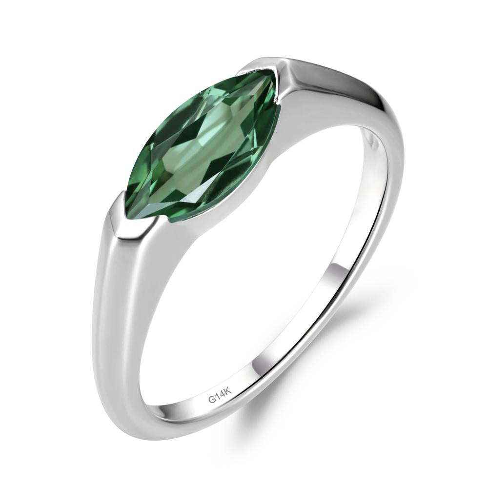 East West Marquise Cut Green Sapphire Ring - LUO Jewelry #metal_14k white gold