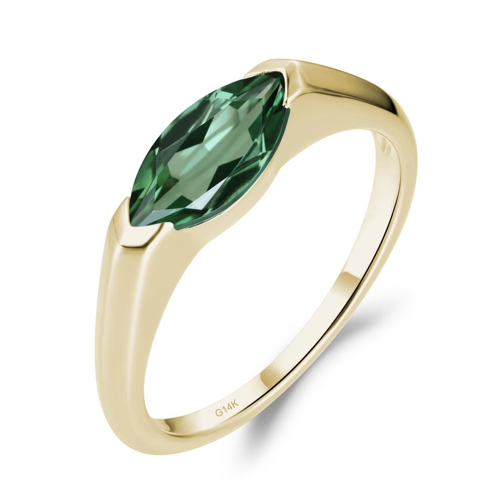 East West Marquise Cut Green Sapphire Ring - LUO Jewelry #metal_14k yellow gold