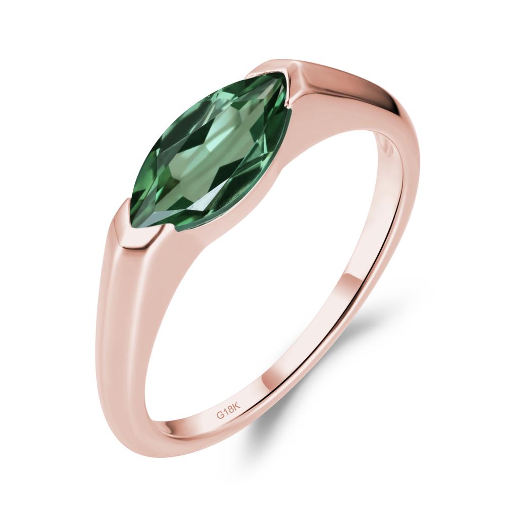 East West Marquise Cut Green Sapphire Ring - LUO Jewelry #metal_18k rose gold