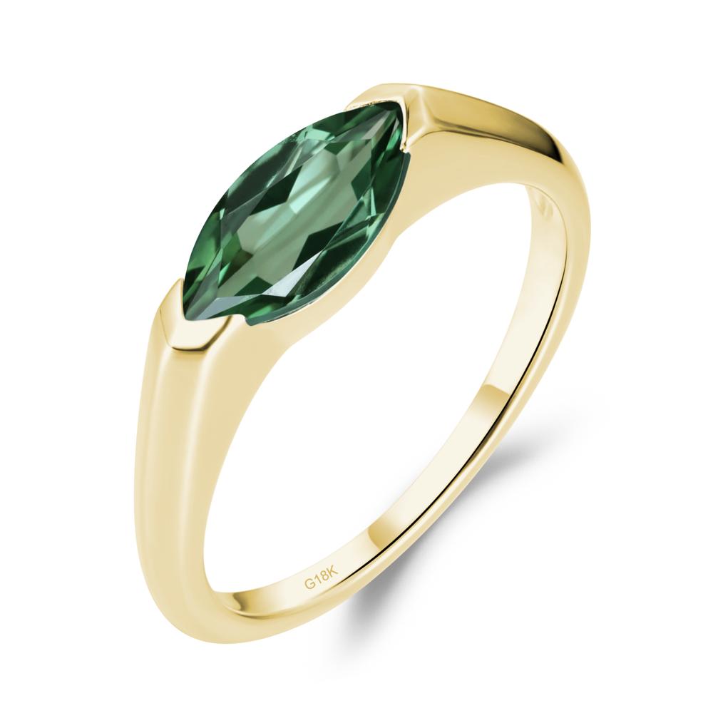 East West Marquise Cut Green Sapphire Ring - LUO Jewelry #metal_18k yellow gold