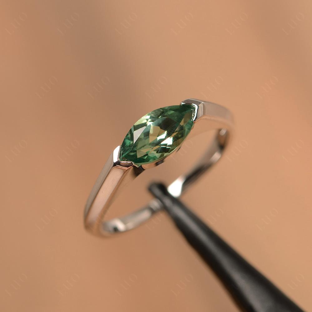 East West Marquise Cut Green Sapphire Ring - LUO Jewelry 