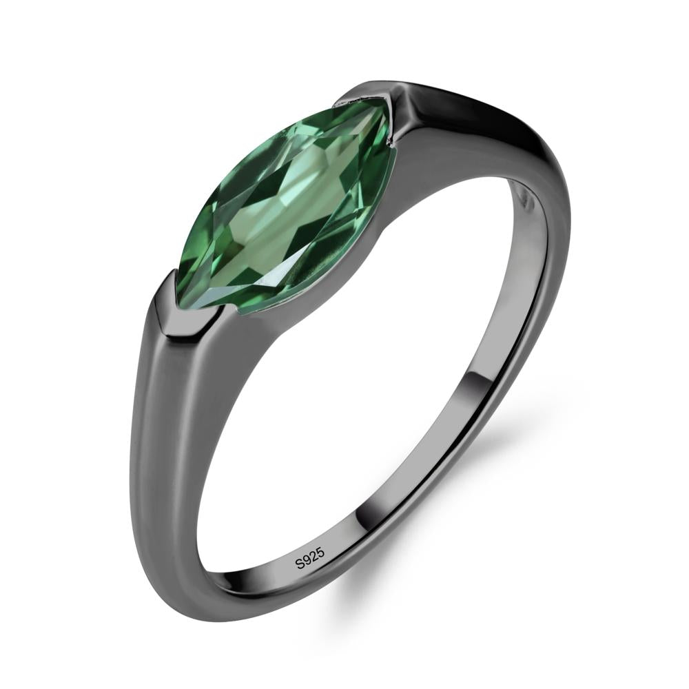 East West Marquise Cut Green Sapphire Ring - LUO Jewelry #metal_black finish sterling silver