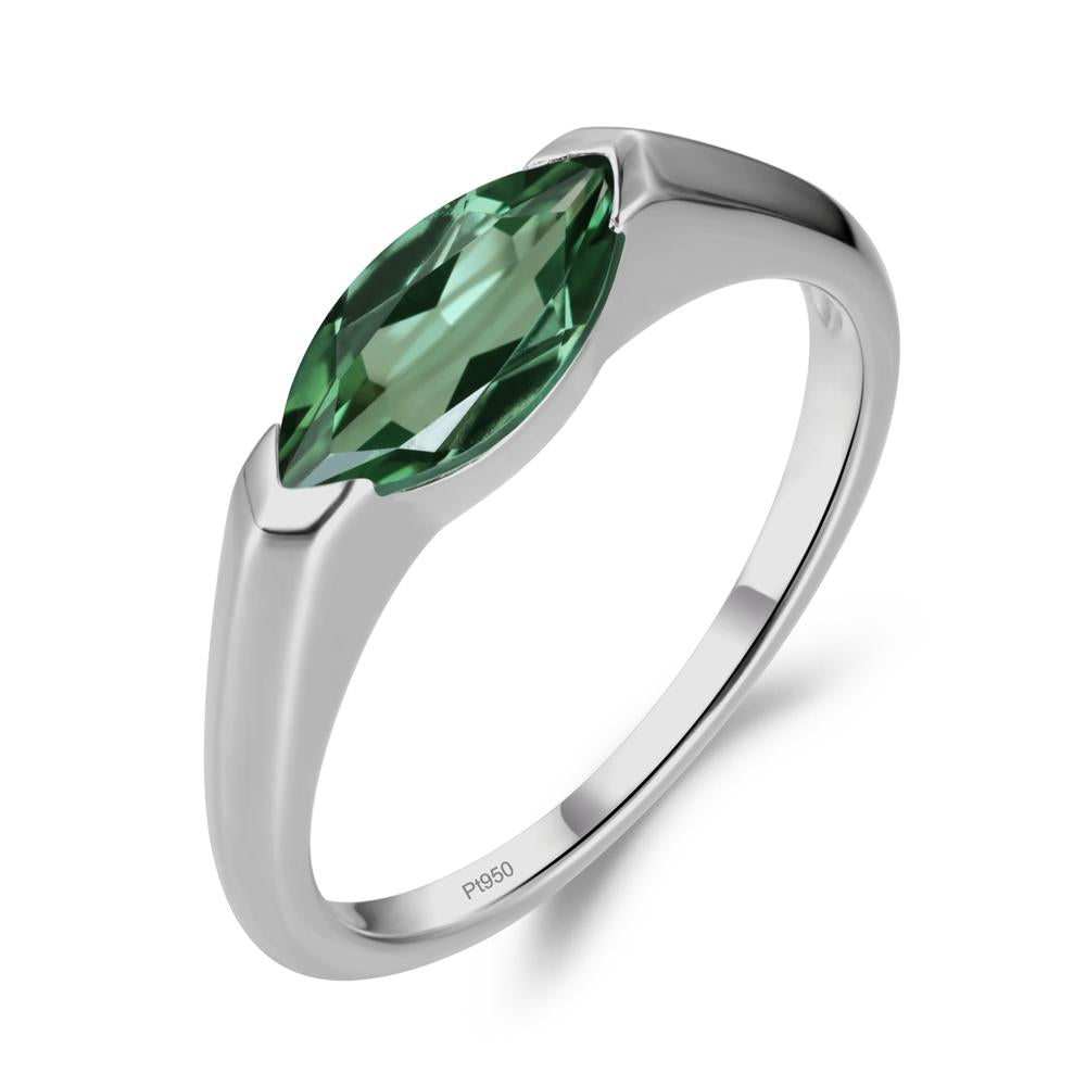 East West Marquise Cut Green Sapphire Ring - LUO Jewelry #metal_platinum