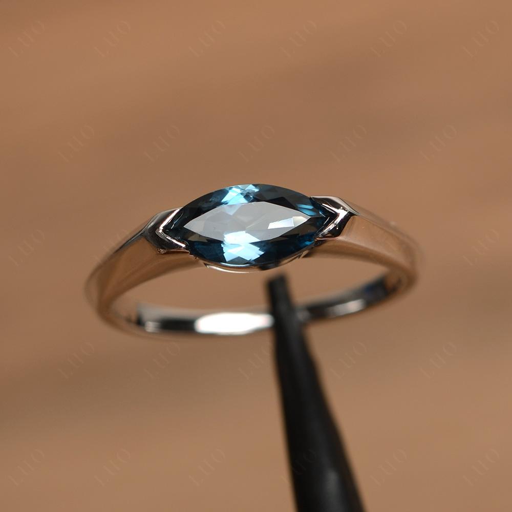 London Blue Topaz East West Marquise Ring - LUO Jewelry 