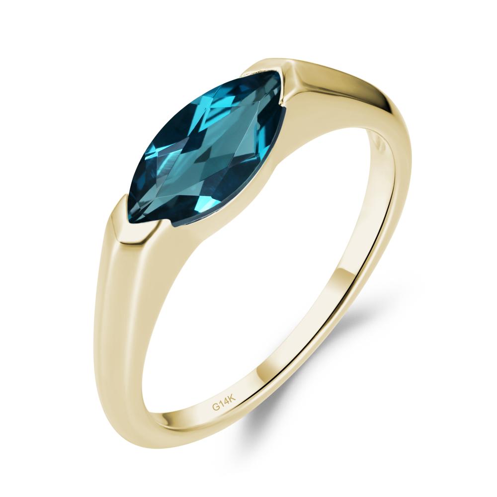 London Blue Topaz East West Marquise Ring - LUO Jewelry #metal_14k yellow gold