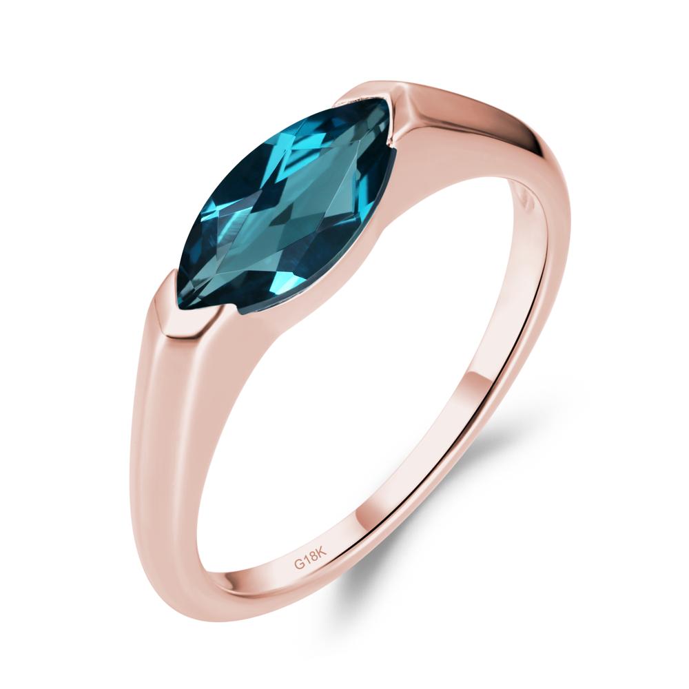 London Blue Topaz East West Marquise Ring - LUO Jewelry #metal_18k rose gold