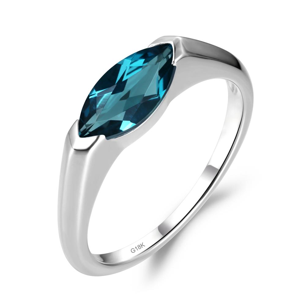 London Blue Topaz East West Marquise Ring - LUO Jewelry #metal_18k white gold