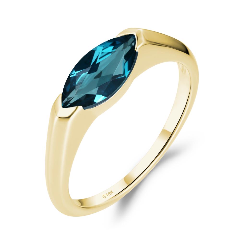 London Blue Topaz East West Marquise Ring - LUO Jewelry #metal_18k yellow gold