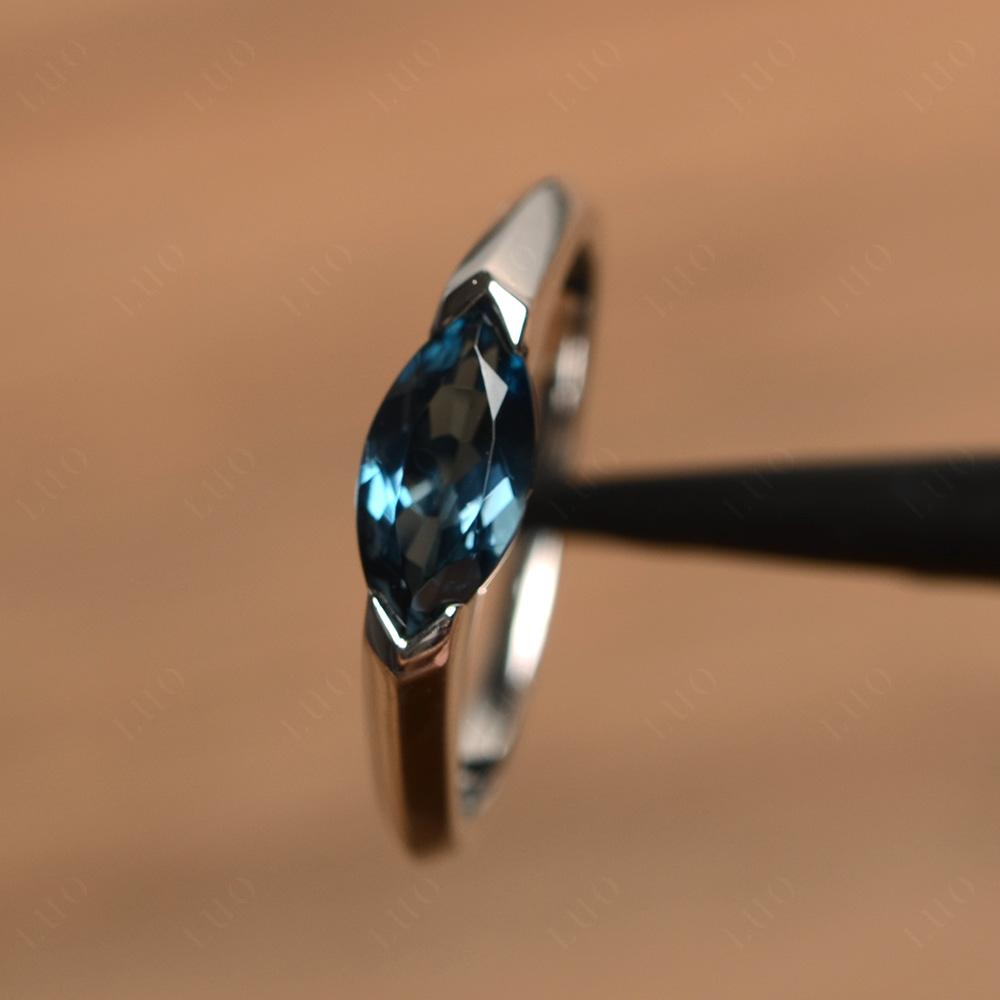 London Blue Topaz East West Marquise Ring - LUO Jewelry 