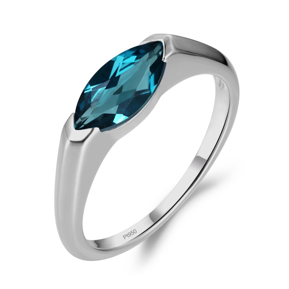 London Blue Topaz East West Marquise Ring - LUO Jewelry #metal_platinum