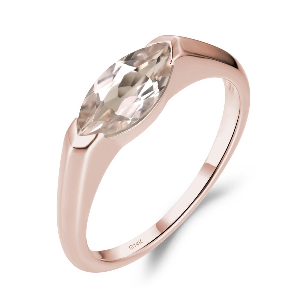 Morganite East West Bezel Marquise Ring - LUO Jewelry #metal_14k rose gold