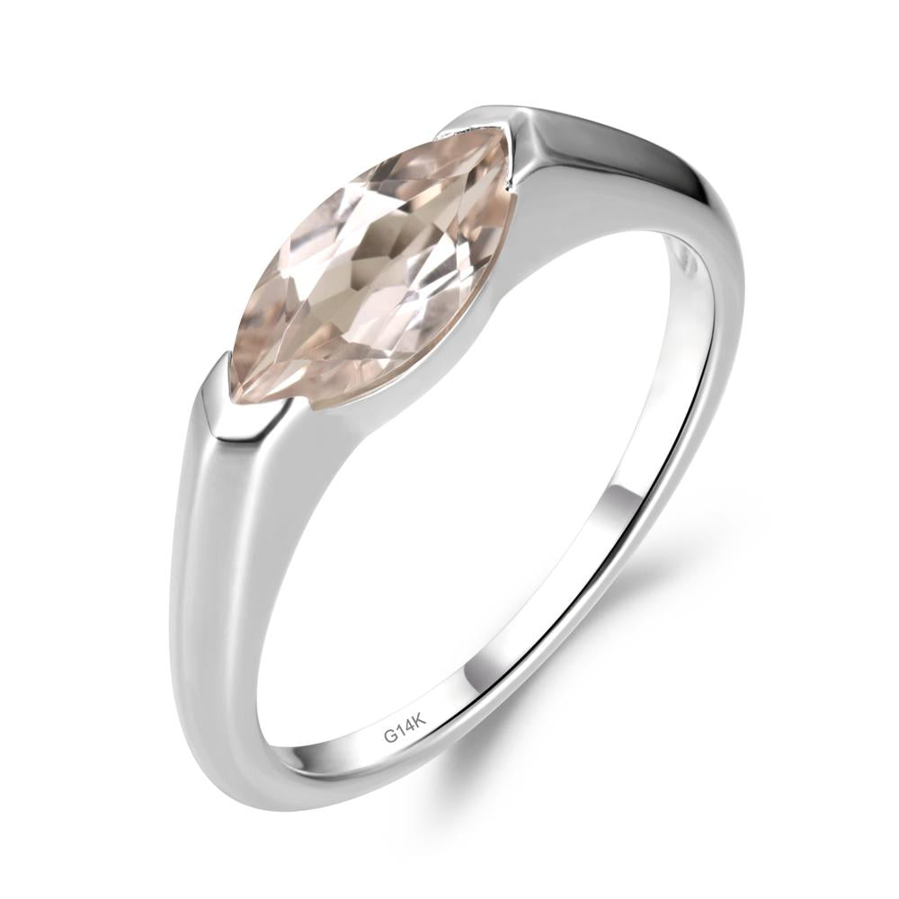 Morganite East West Bezel Marquise Ring - LUO Jewelry #metal_14k white gold