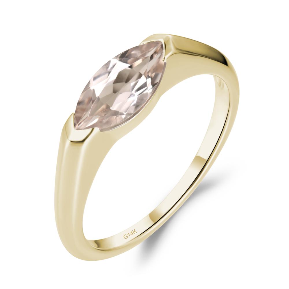 Morganite East West Bezel Marquise Ring - LUO Jewelry #metal_14k yellow gold