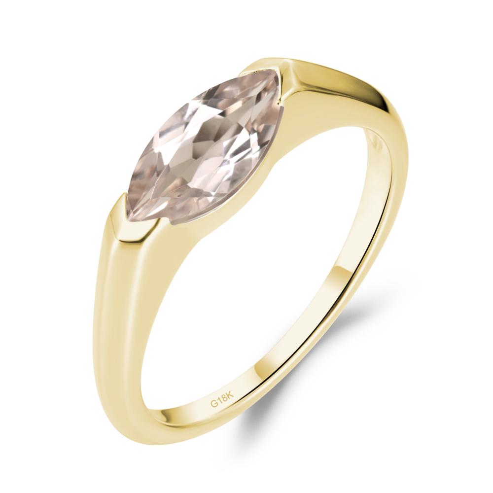 Morganite East West Bezel Marquise Ring - LUO Jewelry #metal_18k yellow gold