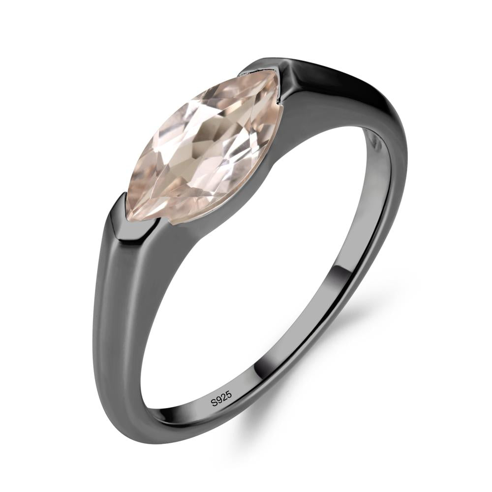 Morganite East West Bezel Marquise Ring - LUO Jewelry #metal_black finish sterling silver